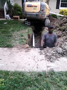 Sewer Line Replace - New PVC Sewer Line at Lateral Connection